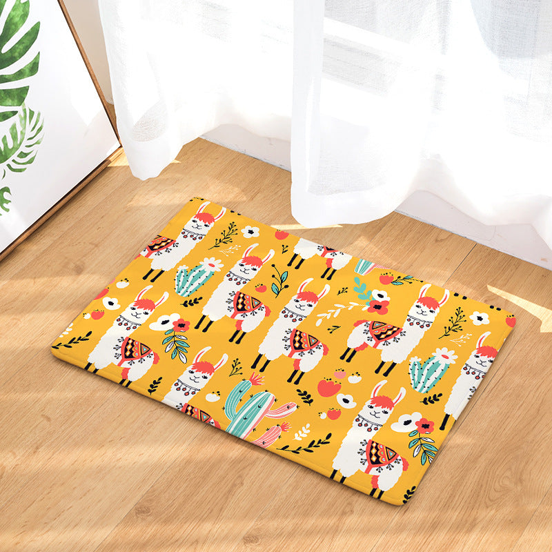 Yellow Alpaca Flannel Modern Patterned Simplicity Entryway Doormat Rugs Kitchen Bathroom Anti-slip Mats