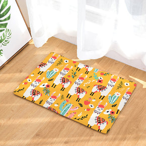 Yellow Alpaca Flannel Modern Patterned Simplicity Entryway Doormat Rugs Kitchen Bathroom Anti-slip Mats