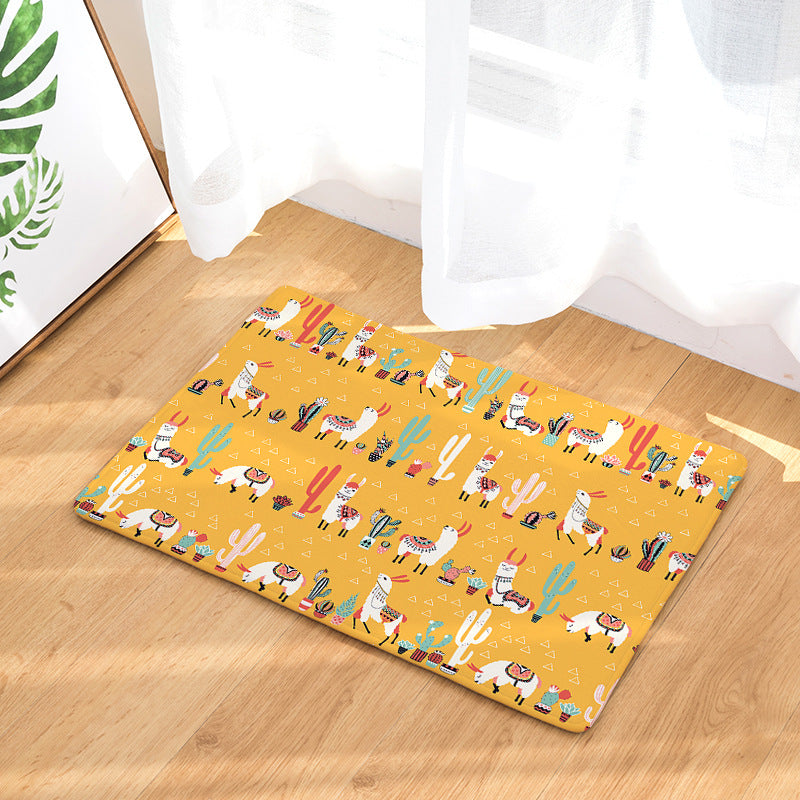 Modern Yellow Alpaca Flannel Patterned Simplicity Entryway Doormat Rugs Kitchen Bathroom Anti-slip Mats