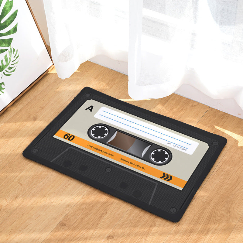Black Orange Tape Retro Flannel Patterned Simplicity Entryway Doormat Rugs Kitchen Bathroom Anti-slip Mats
