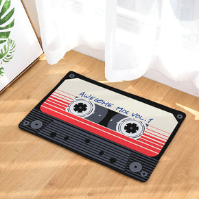 Black Flannel Retro Tape Patterned Simplicity Entryway Doormat Rugs Kitchen Bathroom Anti-slip Mats