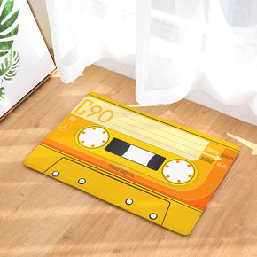 Yellow Flannel Retro Tape Patterned Simplicity Entryway Doormat Rugs Kitchen Bathroom Anti-slip Mats