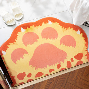 01 Animal Paw Shape Irregular Shape Flannel Modern Patterned Simplicity Entryway Doormat Rugs Kitchen Bathroom Anti-slip Mats