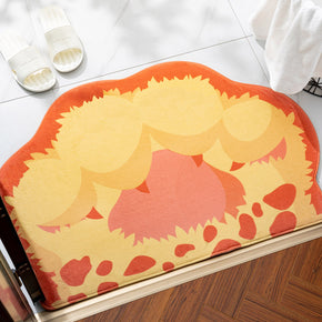 02 Animal Paw Shape Irregular Shape Flannel Modern Patterned Simplicity Entryway Doormat Rugs Kitchen Bathroom Anti-slip Mats