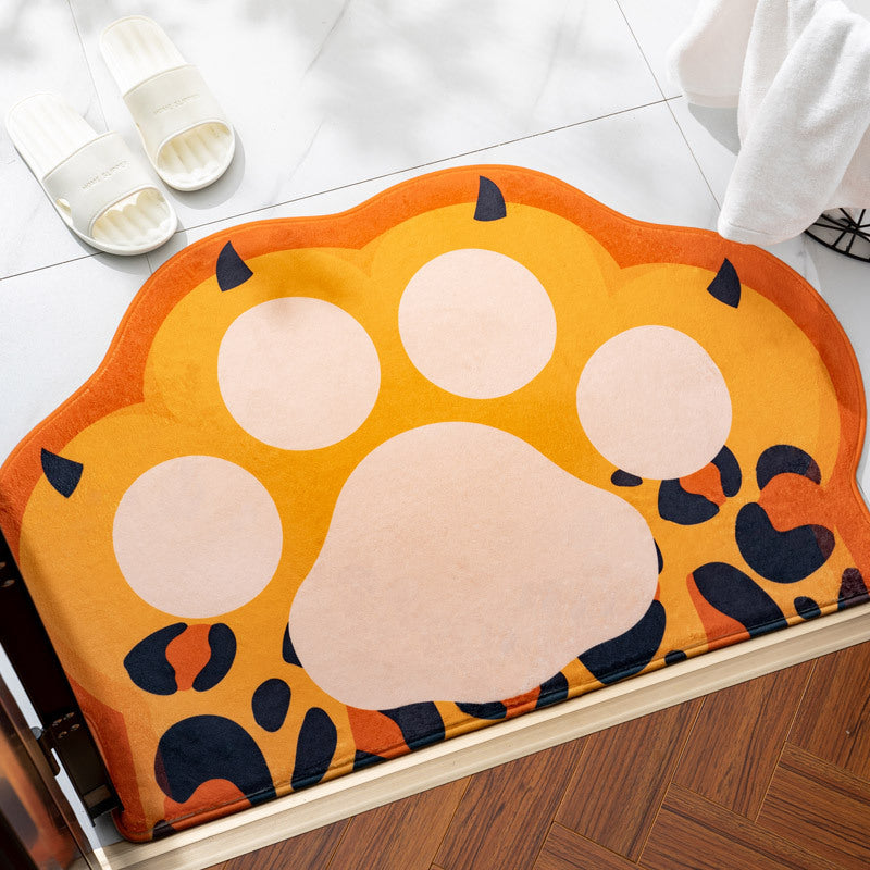 04 Animal Paw Shape Irregular Shape Flannel Modern Patterned Simplicity Entryway Doormat Rugs Kitchen Bathroom Anti-slip Mats