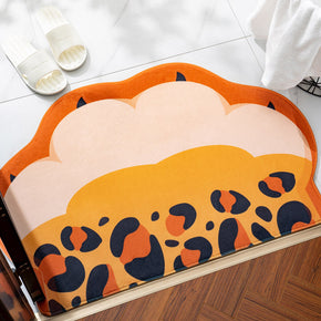 06 Animal Paw Shape Irregular Shape Flannel Modern Patterned Simplicity Entryway Doormat Rugs Kitchen Bathroom Anti-slip Mats