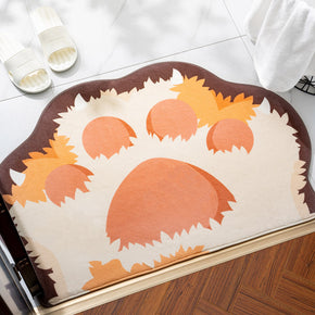 07 Animal Paw Shape Irregular Shape Flannel Modern Patterned Simplicity Entryway Doormat Rugs Kitchen Bathroom Anti-slip Mats
