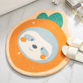 Fruit Irregular Shape Orange Flannel Modern Patterned Simplicity Entryway Doormat Rugs Kitchen Bathroom Anti-slip Mats