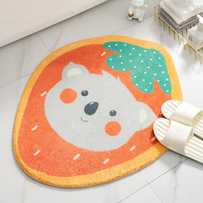Fruit Irregular Shape Strawberry Flannel Modern Patterned Simplicity Entryway Doormat Rugs Kitchen Bathroom Anti-slip Mats
