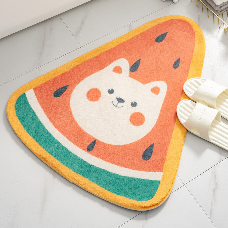 Fruit Irregular Shape Watermelon Flannel Modern Patterned Simplicity Entryway Doormat Rugs Kitchen Bathroom Anti-slip Mats