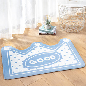Light Blue Crown Shape Modern Oval Shape Flannel Patterned Simplicity Entryway Doormat Rugs Kitchen Bathroom Anti-slip Mats