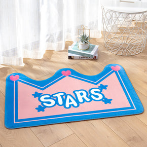 Pink Blue Crown Shape Modern Oval Shape Flannel Patterned Simplicity Entryway Doormat Rugs Kitchen Bathroom Anti-slip Mats