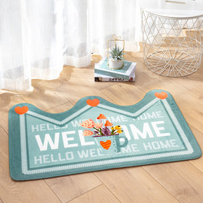 Green Crown Shape Modern Oval Shape Flannel Patterned Simplicity Entryway Doormat Rugs Kitchen Bathroom Anti-slip Mats