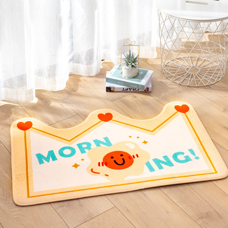 Yellow Crown Shape Modern Oval Shape Flannel Patterned Simplicity Entryway Doormat Rugs Kitchen Bathroom Anti-slip Mats