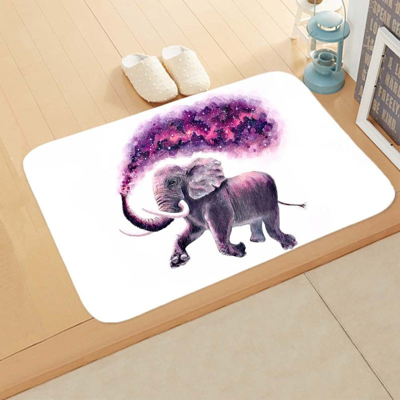 Flannel Elephant Purple Lovely Modern Patterned Simplicity Entryway Doormat Rugs Kitchen Bathroom Anti-slip Mats