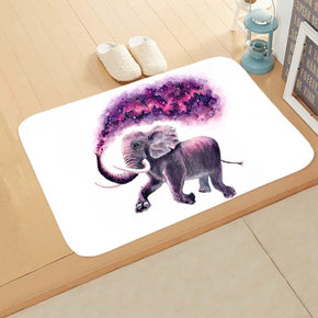 Flannel Elephant Purple Lovely Modern Patterned Simplicity Entryway Doormat Rugs Kitchen Bathroom Anti-slip Mats