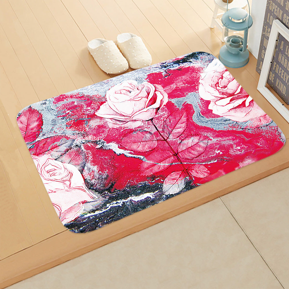 Oil Painting Printed Pattern Modern Simplicity Entryway Doormat Rugs Kitchen Bathroom Anti-slip Mats 01