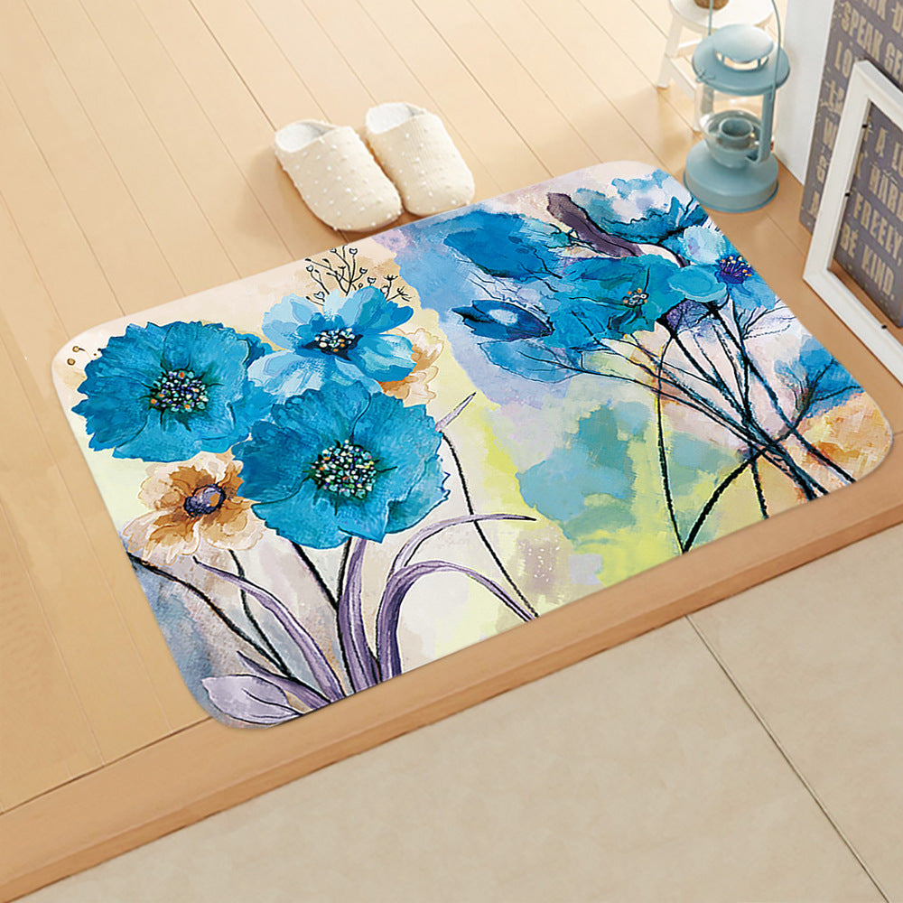 Oil Painting Printed Pattern Modern Simplicity Entryway Doormat Rugs Kitchen Bathroom Anti-slip Mats 08