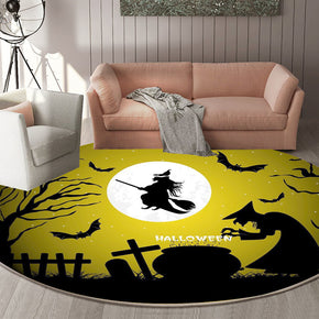 01 Round Halloween Series Pattern Modern Area Rugs Flannel Carpets for Entryway Doormat Kitchen Bathroom Anti-slip Mats