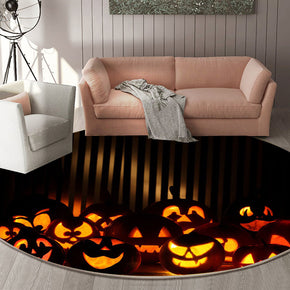 03 Round Halloween Series Pattern Modern Area Rugs Flannel Carpets for Entryway Doormat Kitchen Bathroom Anti-slip Mats