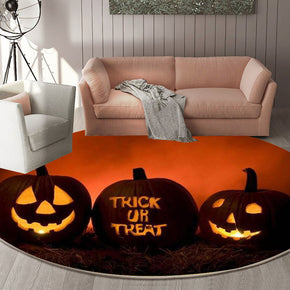 06 Round Halloween Series Pattern Modern Area Rugs Flannel Carpets for Entryway Doormat Kitchen Bathroom Anti-slip Mats
