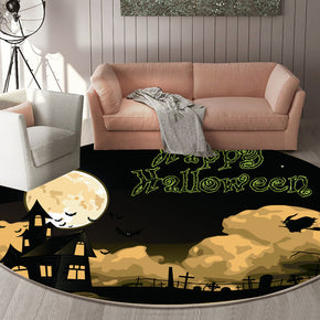09 Round Halloween Series Pattern Modern Area Rugs Flannel Carpets for Entryway Doormat Kitchen Bathroom Anti-slip Mats