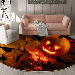 10 Round Halloween Series Pattern Modern Area Rugs Flannel Carpets for Entryway Doormat Kitchen Bathroom Anti-slip Mats