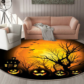 12 Round Halloween Series Pattern Modern Area Rugs Flannel Carpets for Entryway Doormat Kitchen Bathroom Anti-slip Mats