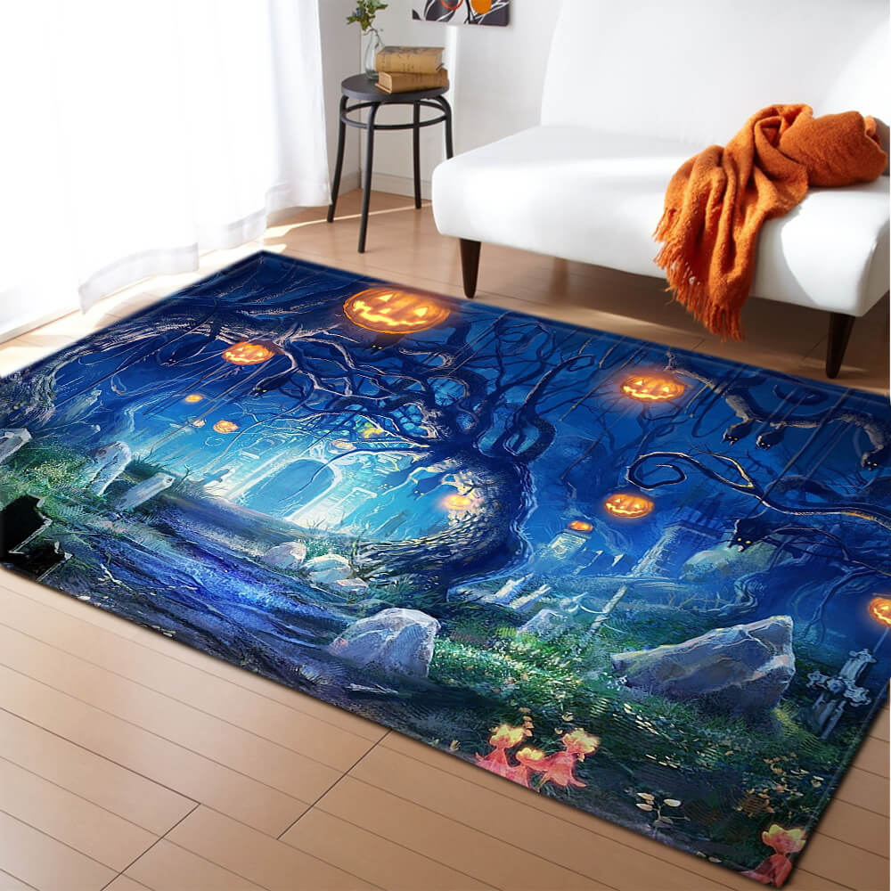 Halloween Flannel Living Room Carpets for Party Holiday Decoration