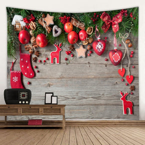 Red Christmas Tree Holiday Decor Wall Art Tapestry Boots Elk Rugs Tapestries for Dorm Room Bedroom Living Room Hall