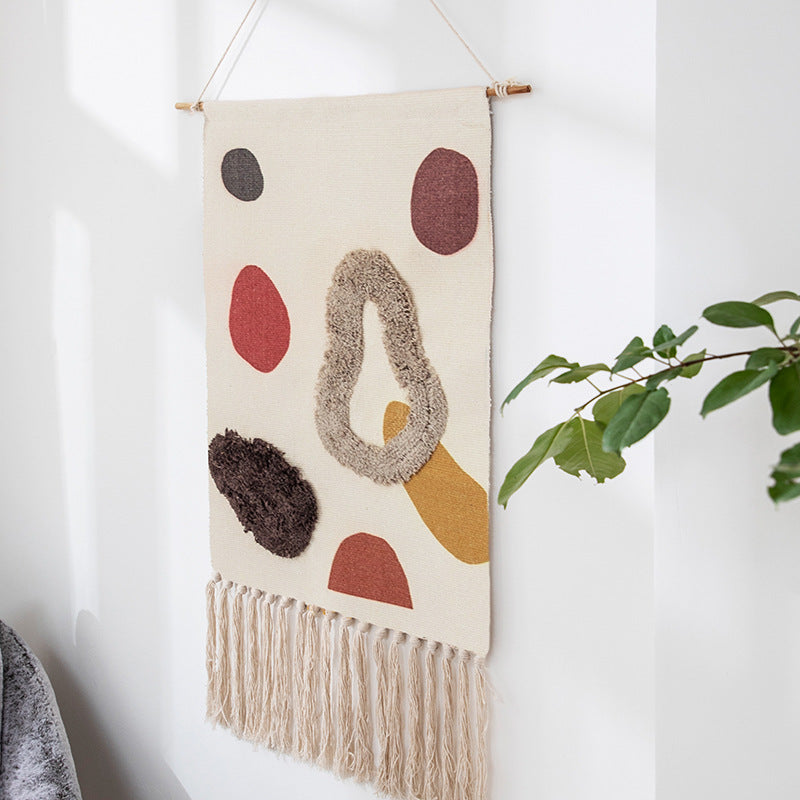 Cotton Hanging Rugs Tapestry with Tassel Handwoven for Bedroom Living Room Hall Wall Decor Art Tapestries