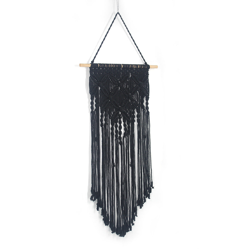 Butterfly Pattern Black Cotton Hanging Rugs Tapestry With Tassel Handwoven For Bedroom Living Room Hall Wall Decor Art Tapestries