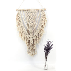 Beige Hand Woven Cotton Hanging Rugs Tapestry With Tassel Handwoven For Bedroom Living Room Hall Wall Decor Art Tapestries