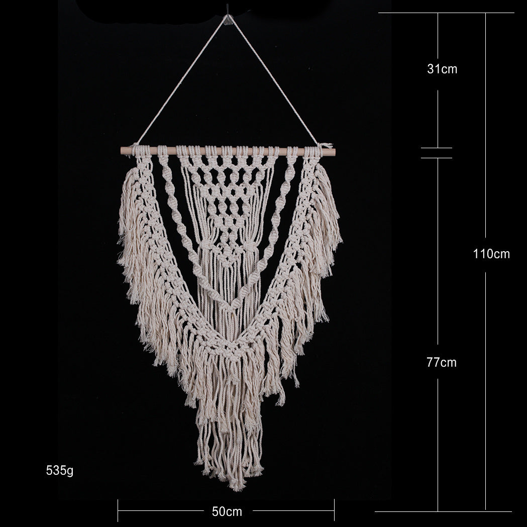 Beige Hand Woven Cotton Hanging Rugs Tapestry With Tassel Handwoven For Bedroom Living Room Hall Wall Decor Art Tapestries