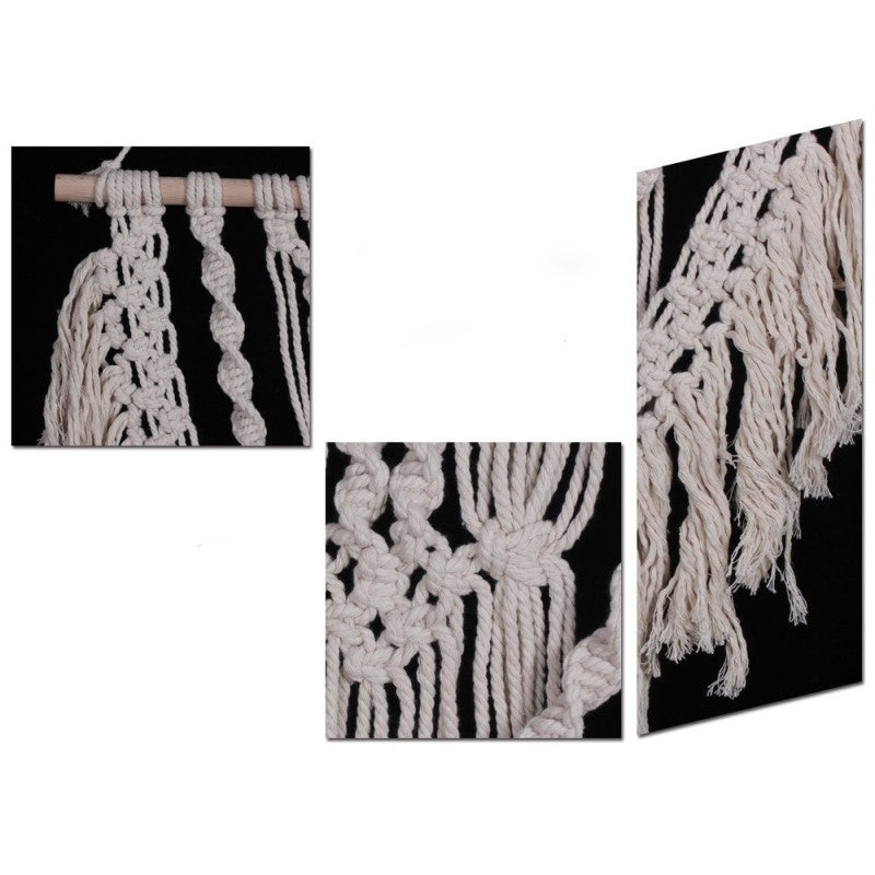 Beige Hand Woven Cotton Hanging Rugs Tapestry With Tassel Handwoven For Bedroom Living Room Hall Wall Decor Art Tapestries
