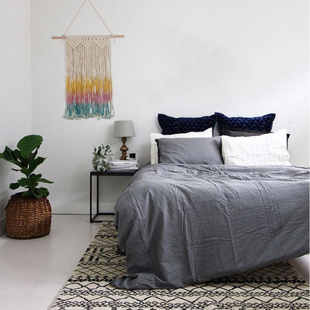 Hand Woven Cotton Hanging Rugs Tapestry With Colourful Tassel Handwoven For Bedroom Living Room Hall Wall Decor Art Tapestries