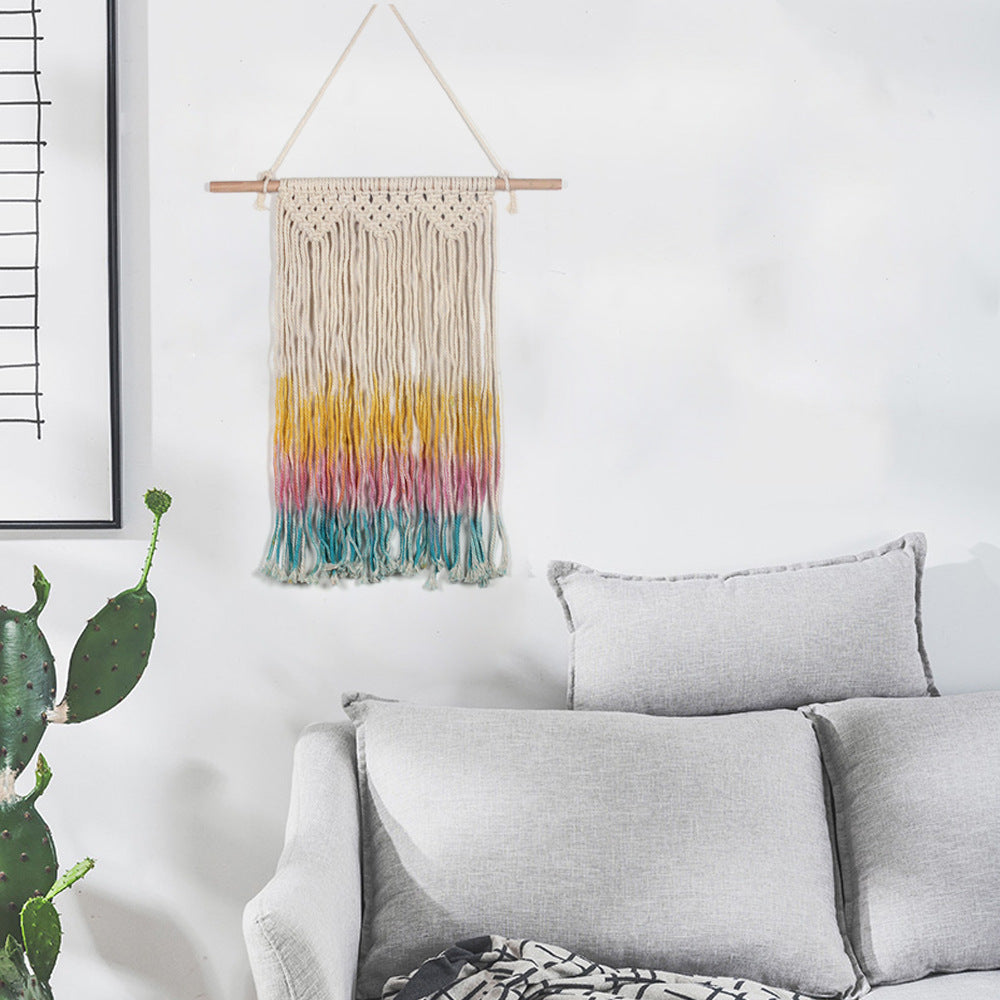 Hand Woven Cotton Hanging Rugs Tapestry With Colourful Tassel Handwoven For Bedroom Living Room Hall Wall Decor Art Tapestries