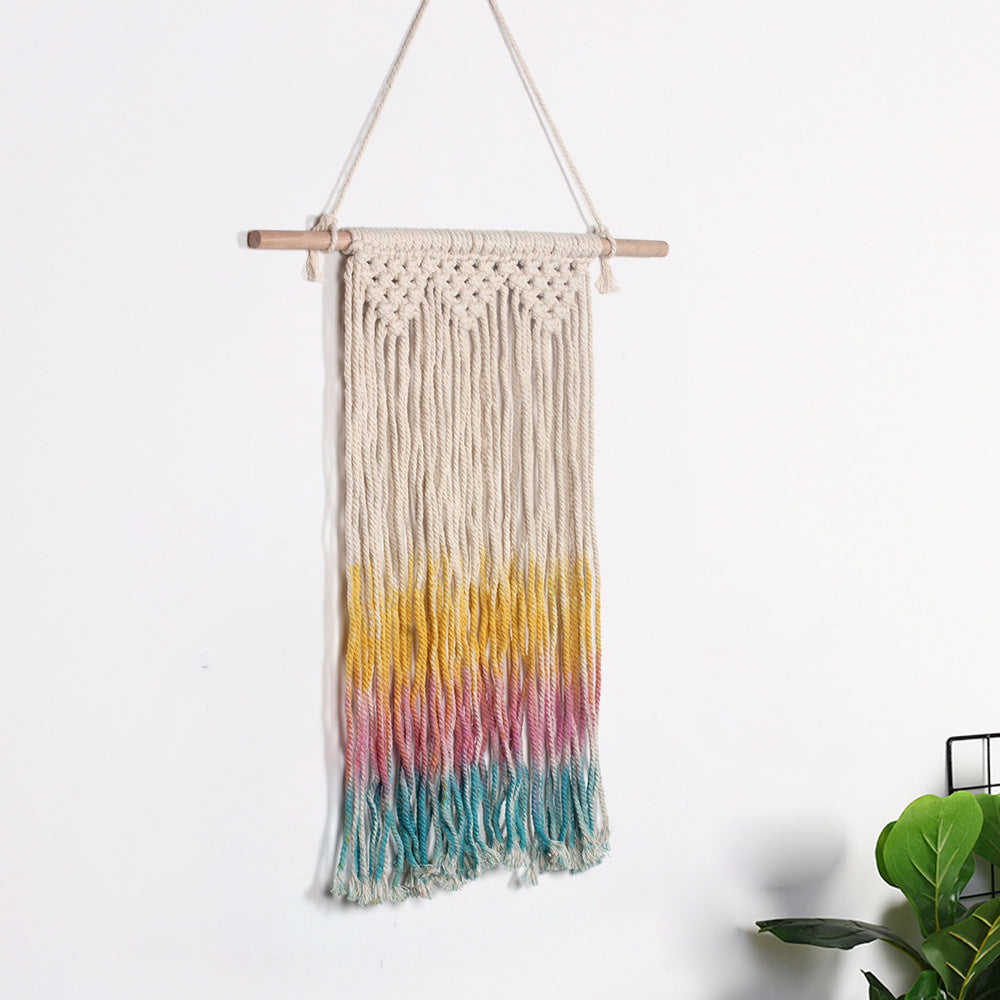 Hand Woven Cotton Hanging Rugs Tapestry With Colourful Tassel Handwoven For Bedroom Living Room Hall Wall Decor Art Tapestries