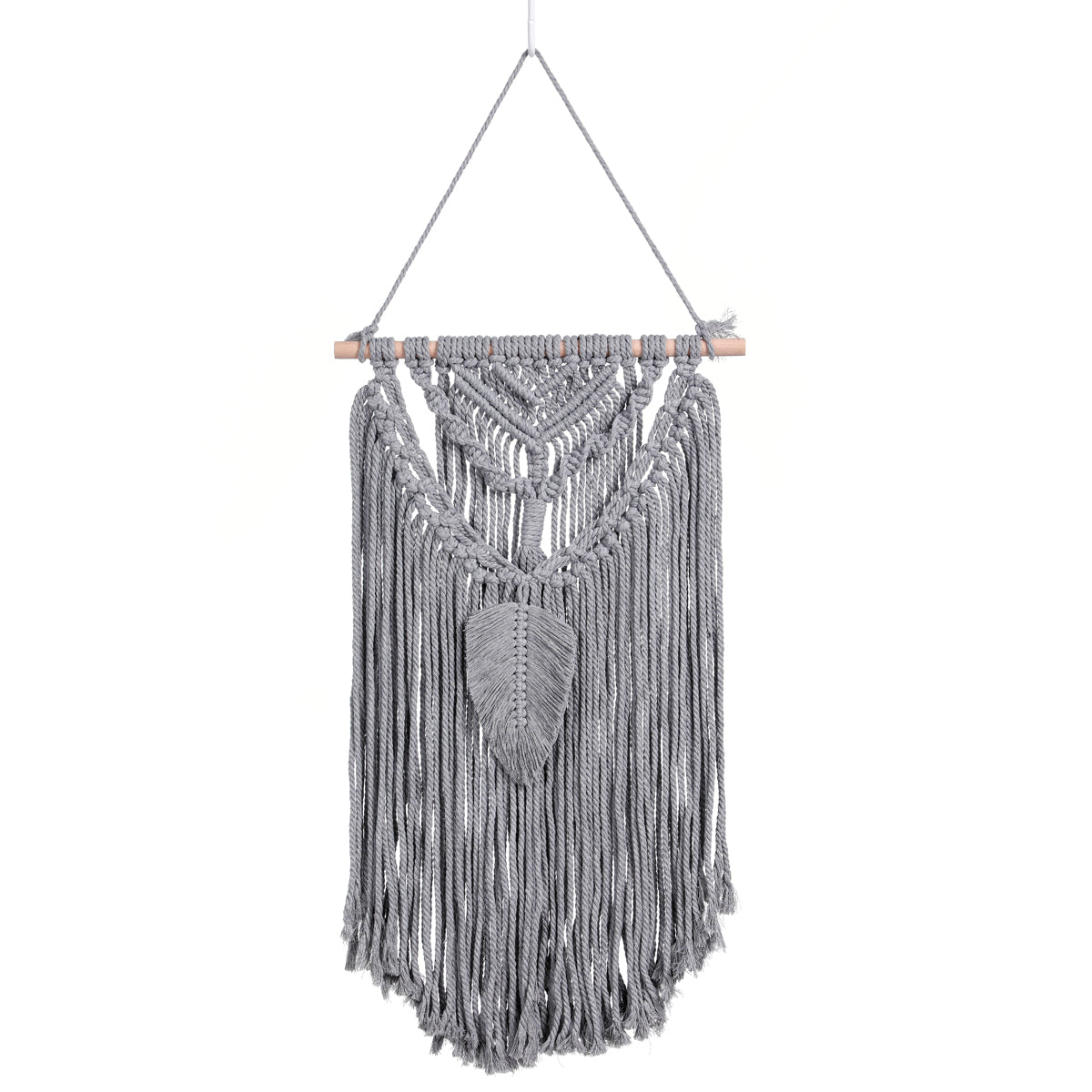 Handmade Grey Leaf Ornament Cotton Hanging Rugs Tapestry With Tassel Handwoven For Bedroom Living Room Hall Wall Decor Art Tapestries