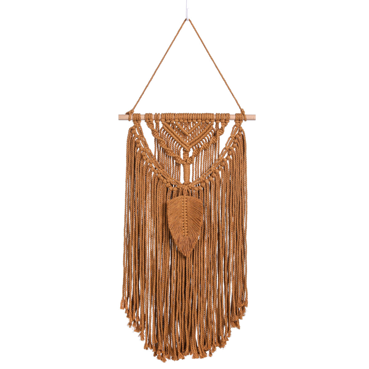 Handmade Brown Leaf Ornament Cotton Hanging Rugs Tapestry With Tassel Handwoven For Bedroom Living Room Hall Wall Decor Art Tapestries