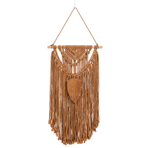 Handmade Brown Leaf Ornament Cotton Hanging Rugs Tapestry With Tassel Handwoven For Bedroom Living Room Hall Wall Decor Art Tapestries