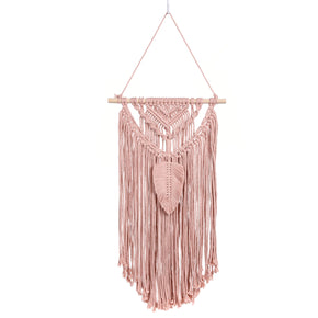 Pretty Handmade Pink Leaf Ornament Cotton Hanging Rugs Tapestry With Tassel Handwoven For Bedroom Living Room Hall Wall Decor Art Tapestries
