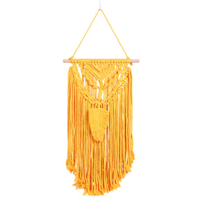 Exquisite Handmade Yellow Leaf Ornament Cotton Hanging Rugs Tapestry With Tassel Handwoven For Bedroom Living Room Hall Wall Decor Art Tapestries