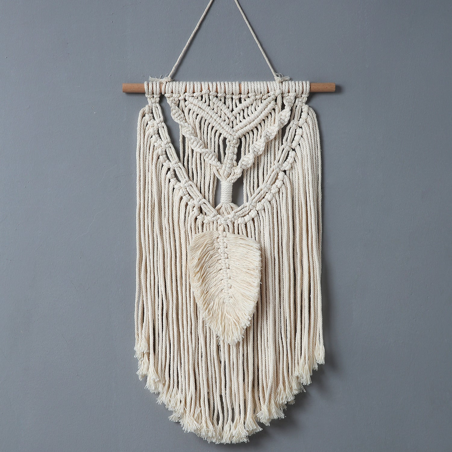Exquisite Handmade Beige Leaf Ornament Cotton Hanging Rugs Tapestry With Tassel Handwoven For Bedroom Living Room Hall Wall Decor Art Tapestries