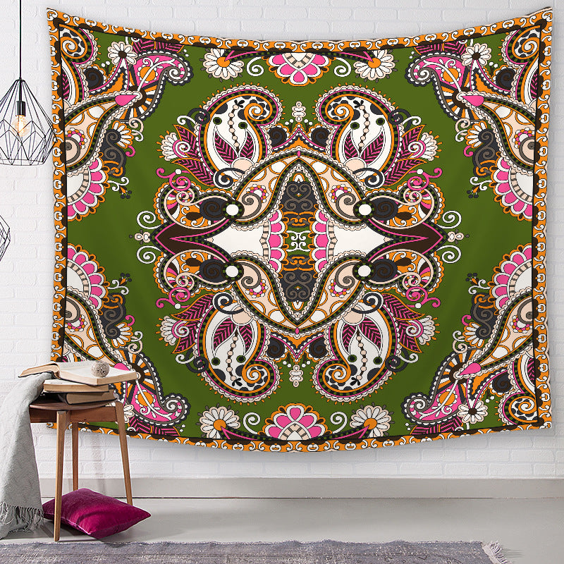 Green Pink Floral Traditional Patterned Decor Hanging Rugs Wall Art Tapestries for Bedroom Living Room Hall Dorm