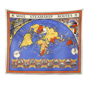 Vintage World Map Patterned Decor Hanging Rugs Wall Art Tapestries for Bedroom Living Room Hall Dorm 29