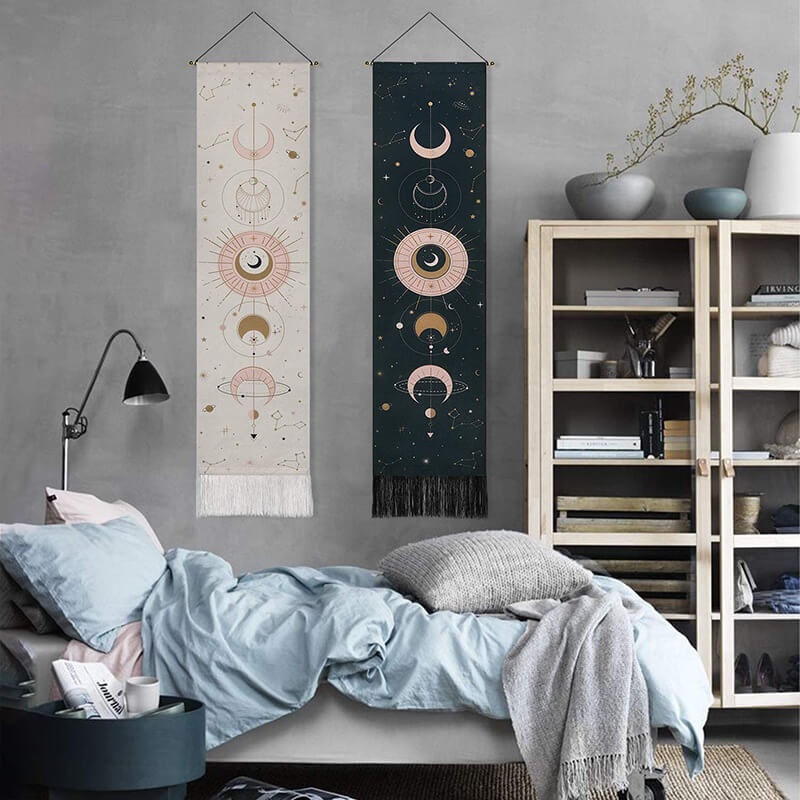 Moon Black Tapestry Psychedelic Wall Hanging Tapestries Tapestry Home Decoration for Bedroom