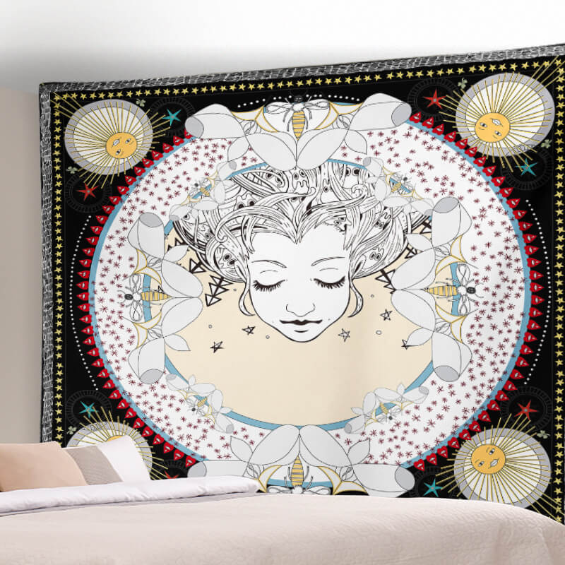 Moon Sun Pattern Sofa Background Wall Decoration Tapestry for Bedroom Living Room Hall 01