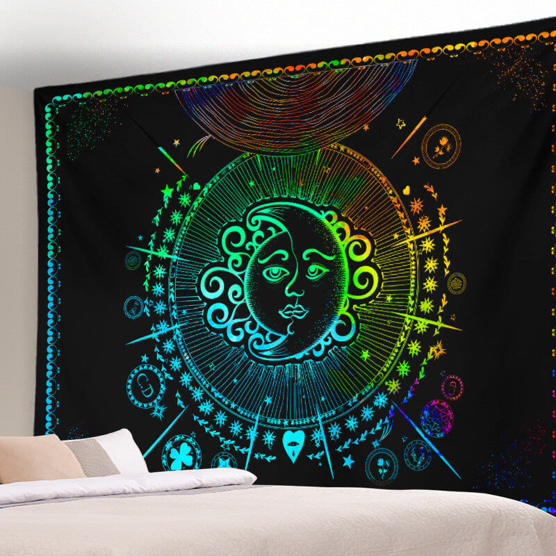 Moon Sun Pattern Sofa Background Wall Decoration Tapestry for Bedroom Living Room Hall 05