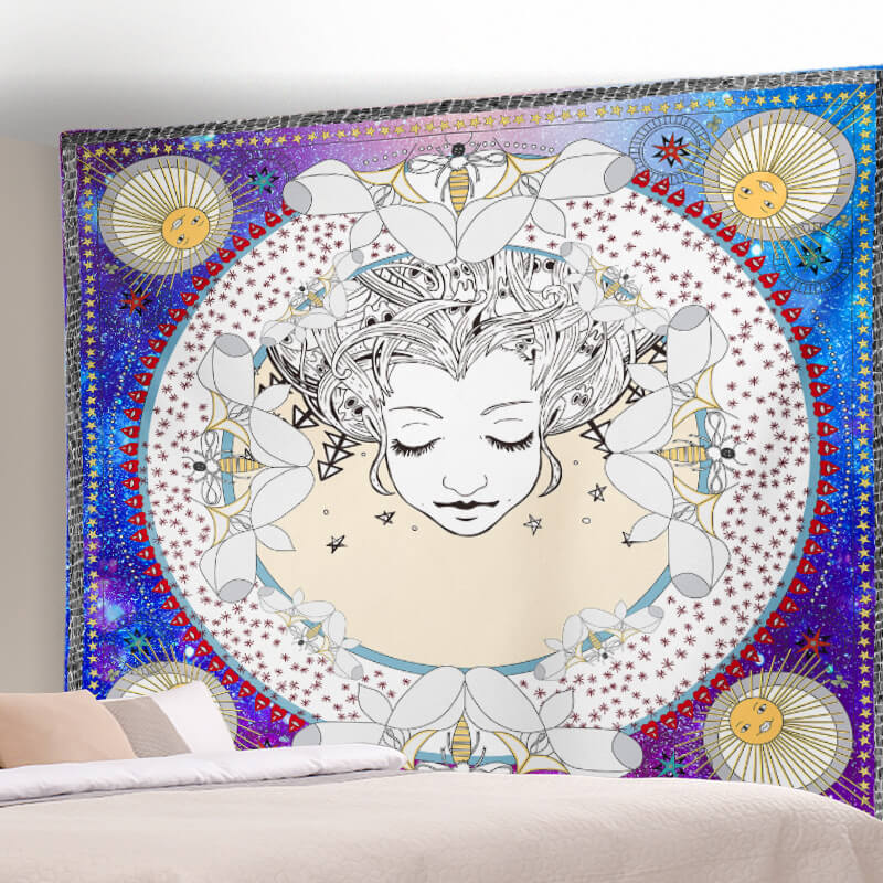 Moon Sun Pattern Sofa Background Wall Decoration Tapestry for Bedroom Living Room Hall 10